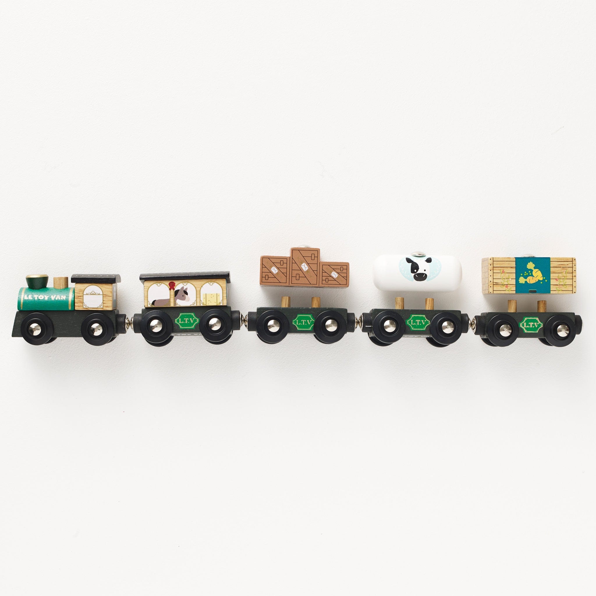 Le Toy Van Brinquedos em Madeira Grande comboio verde e vagões de mercadorias