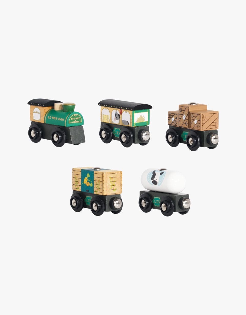 Le Toy Van Brinquedos em Madeira Grande comboio verde e vagões de mercadorias