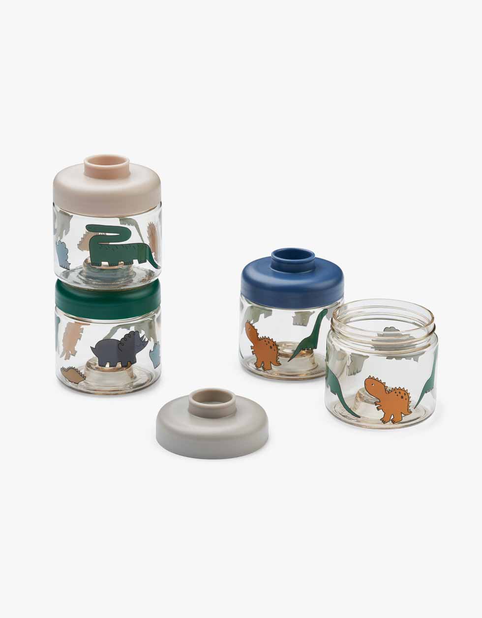 Liewood Recipientes Dinosaurs Mist Recipientes Dominique | Conjunto de 4