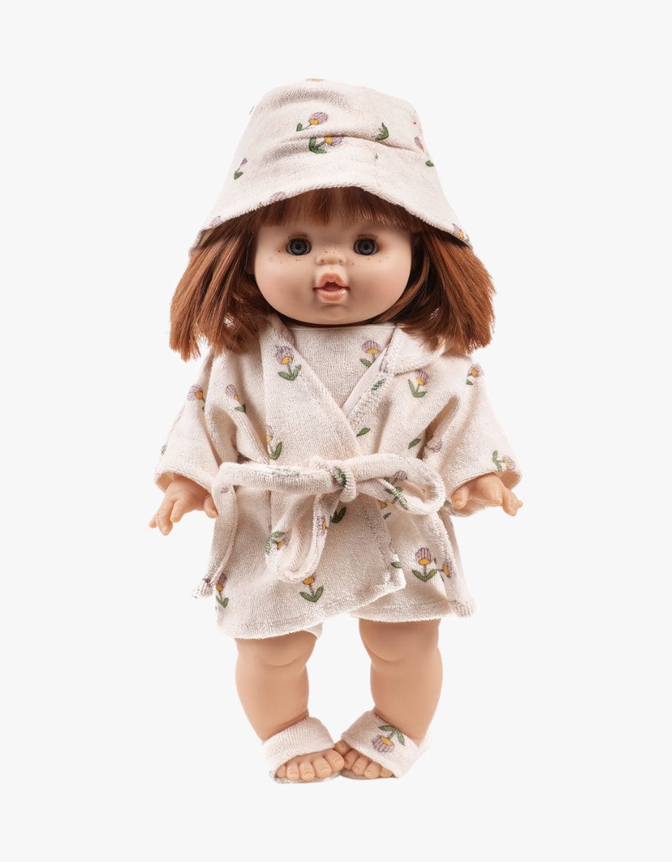 Minikane Roupa para Bonecas Roupão e chinelos em tecido turco | Soft Flowers