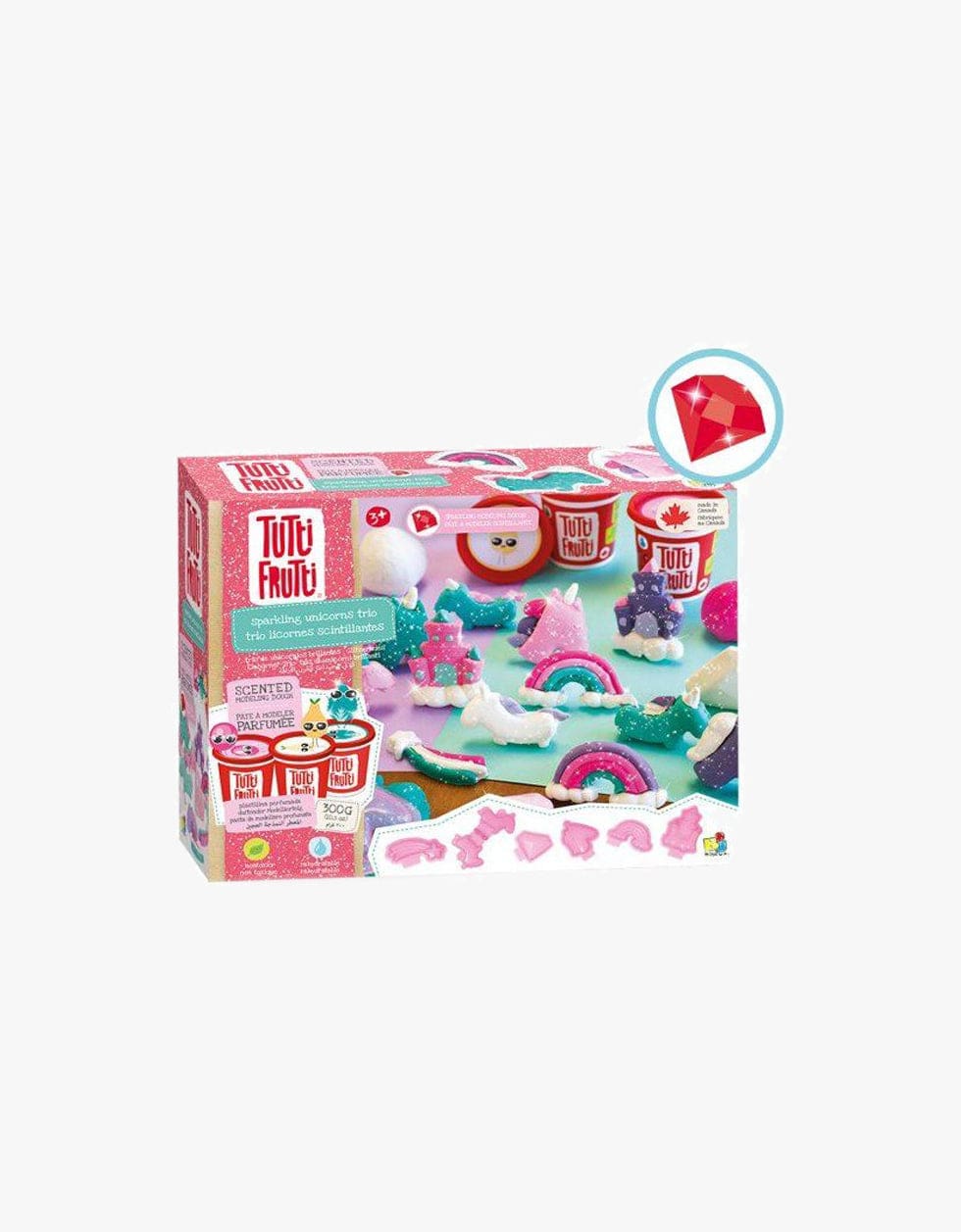 Tutti Frutti Plasticinas Plasticina com aromas | Trio unicórnios e arco-íris