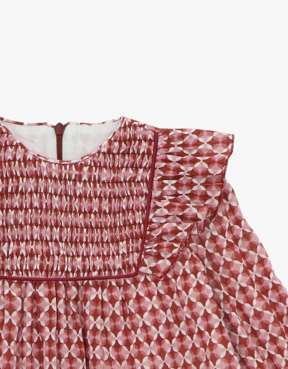 Vestido de tecido Cambridge | Granate