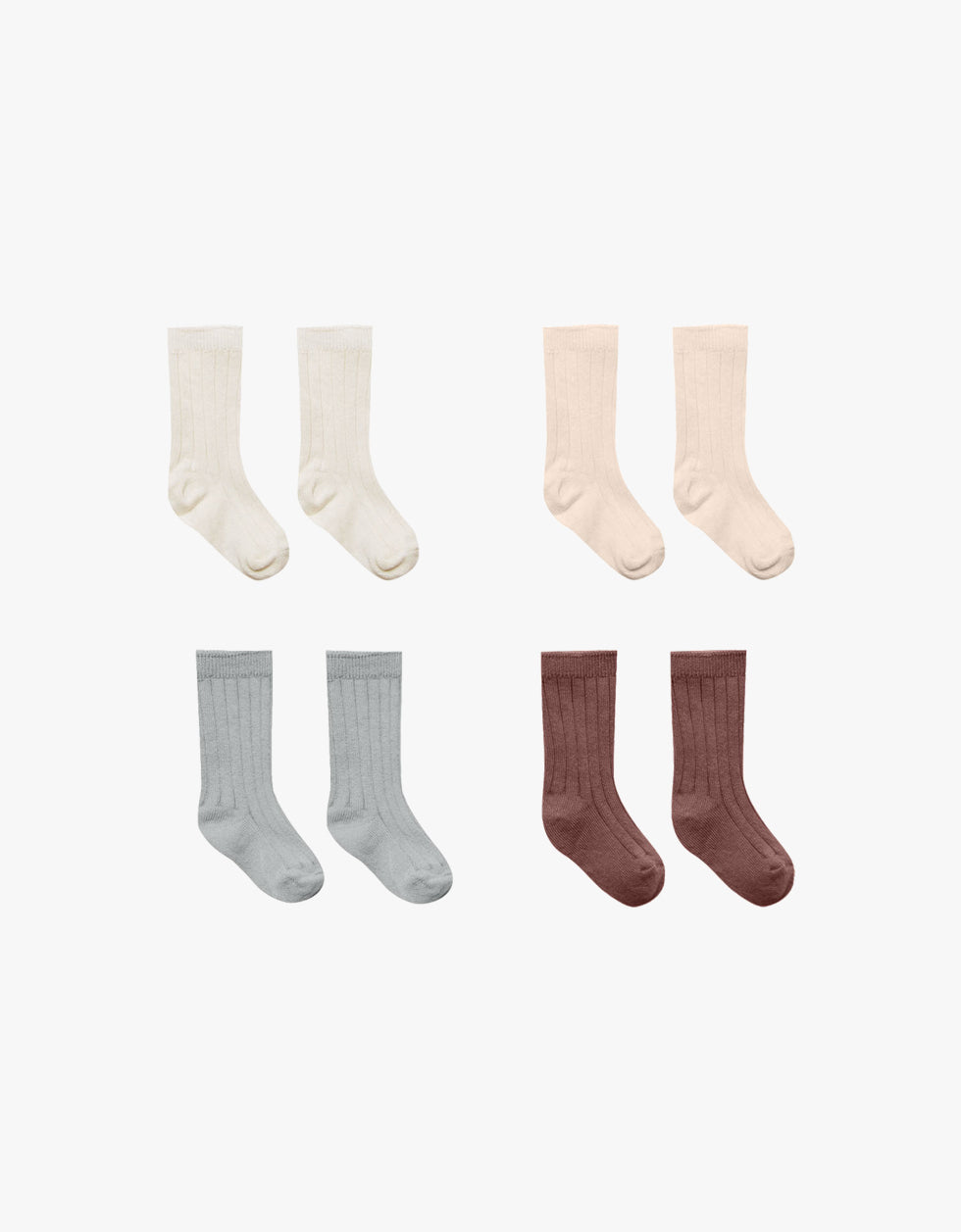 Set of 4 socks | Ivory, shell, dusty blue, plum