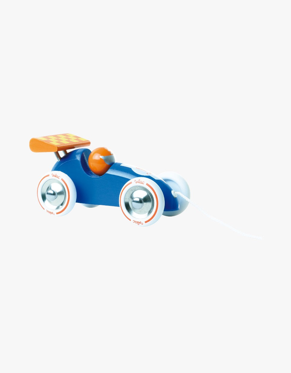 Carro de corrida para puxar | Azul e laranja