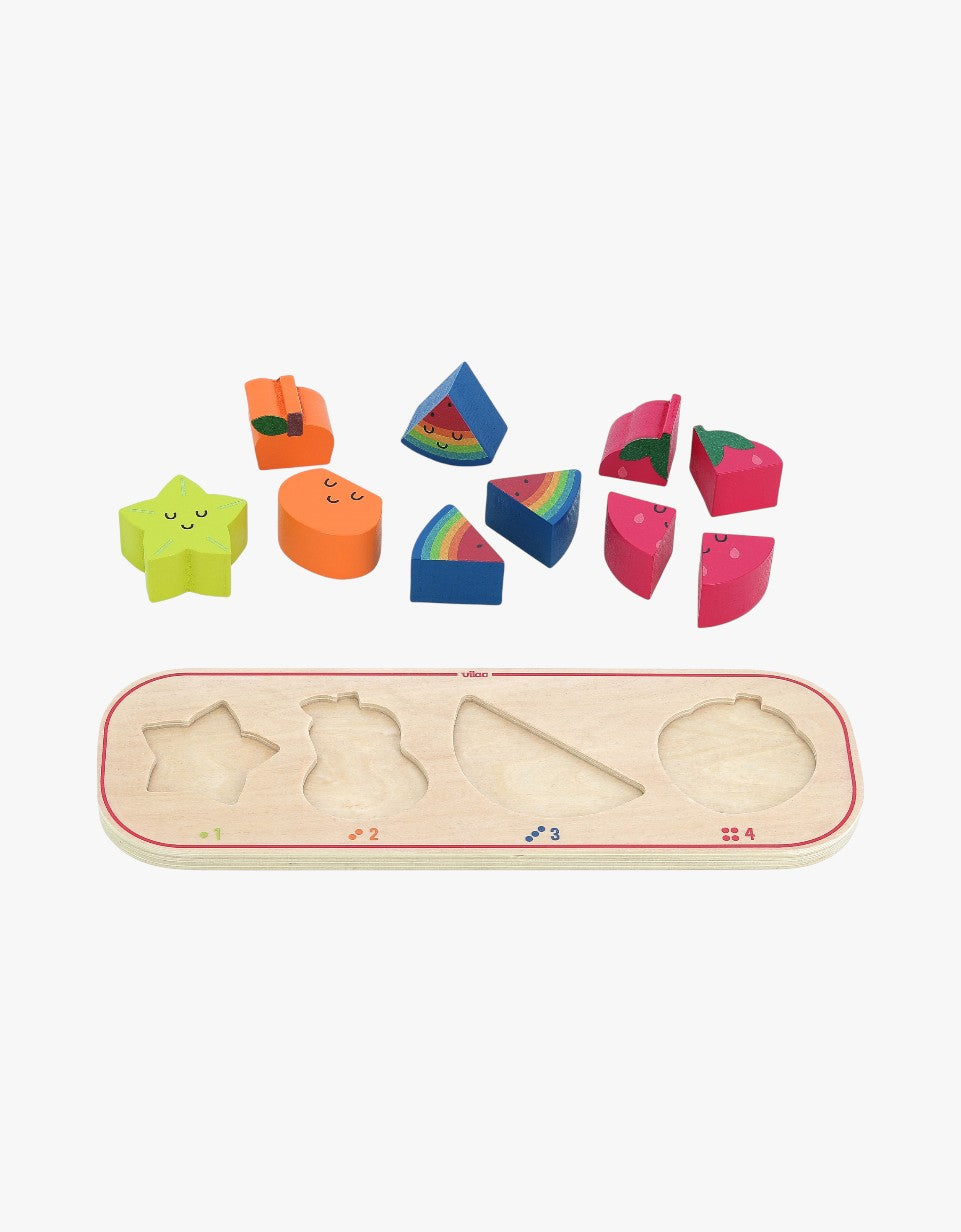 Puzzle de aprendizagem com 1, 2, 3 e 4 frutos | Andy Westface