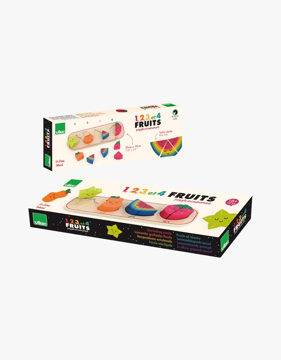Puzzle de aprendizagem com 1, 2, 3 e 4 frutos | Andy Westface