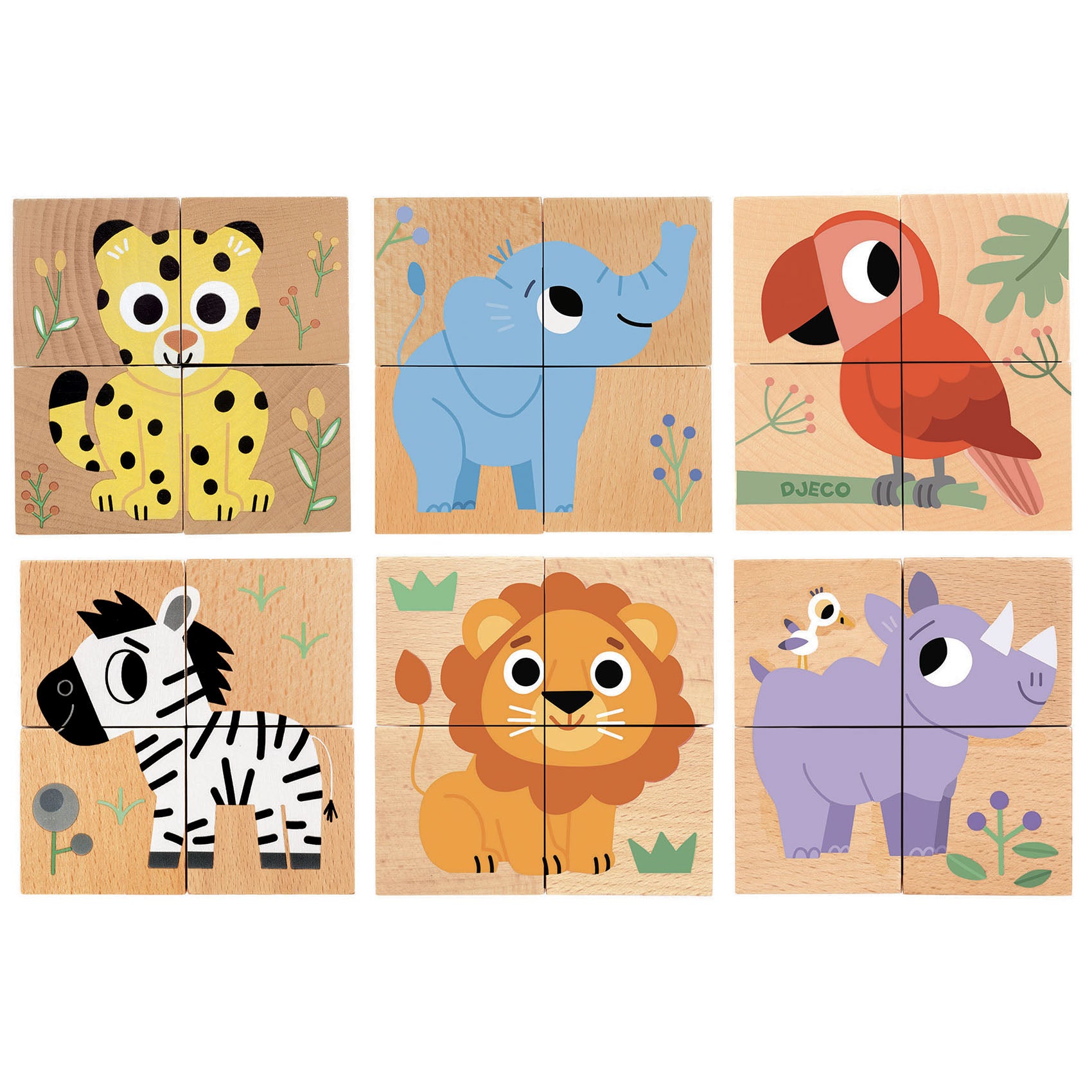 Wild & Co | Puzzle Cubos de Madeira c/ Animais