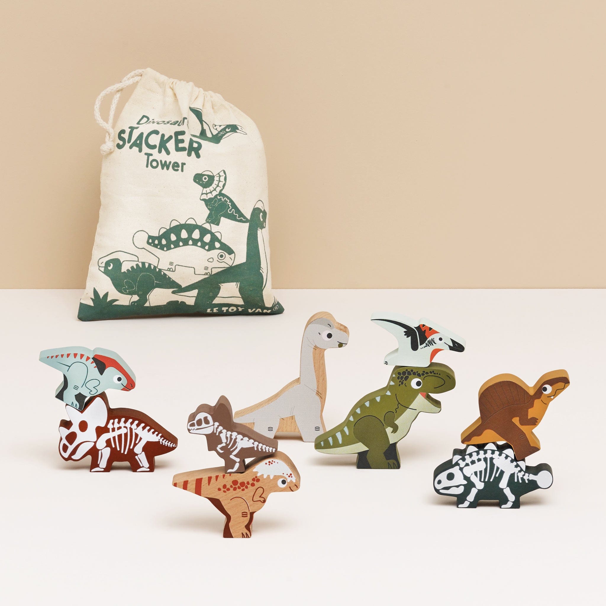 Le Toy Van Brinquedos em Madeira Dinossauros para empilhar | Jurássico