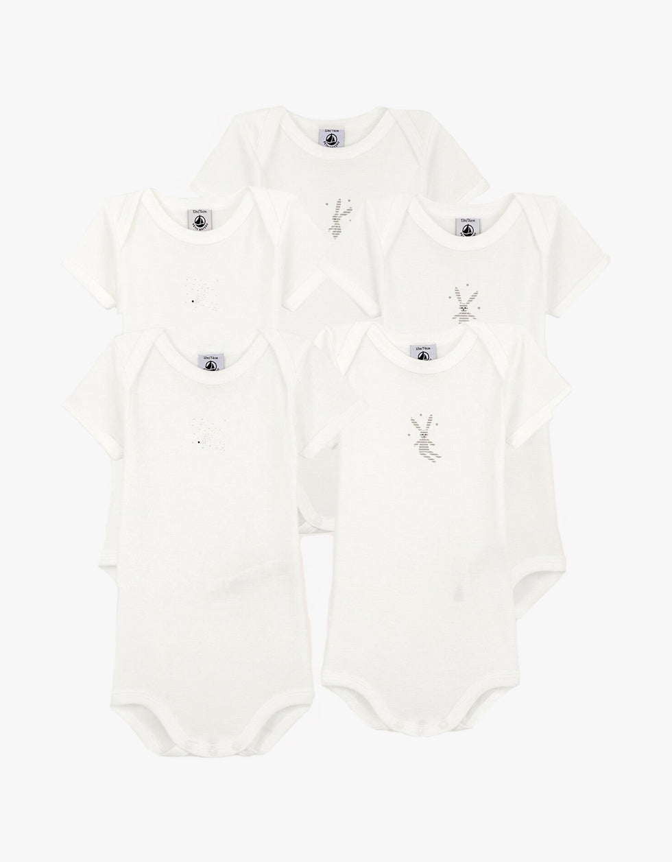 Babie's Rabbit Pattern Short-Sleeved Bodysuit - 5-Pack