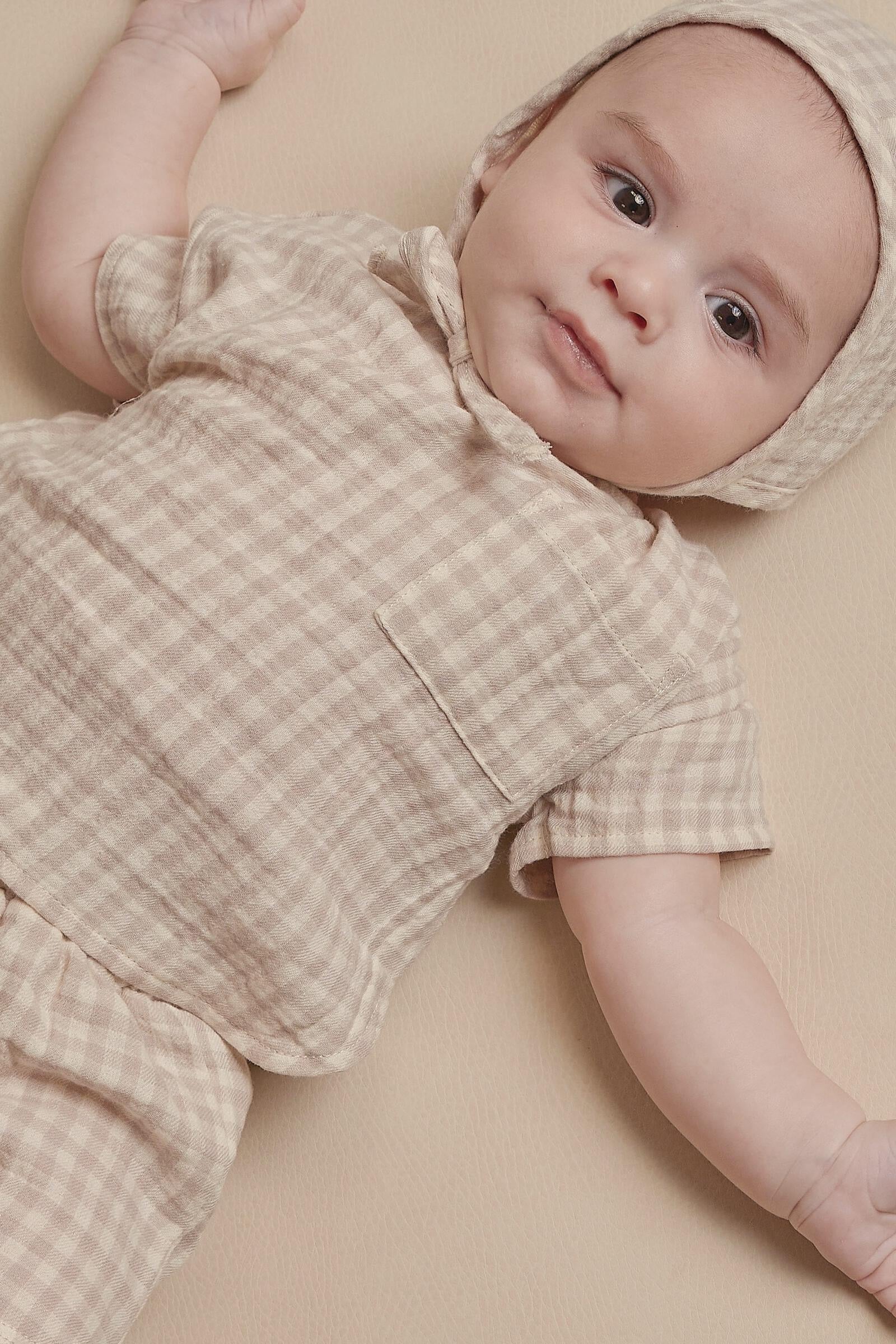 woven boxy top | silver gingham